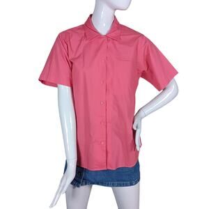 Vintage 80s Picket and Post Shirt Size 12 Pink Short Sleeve Button Down